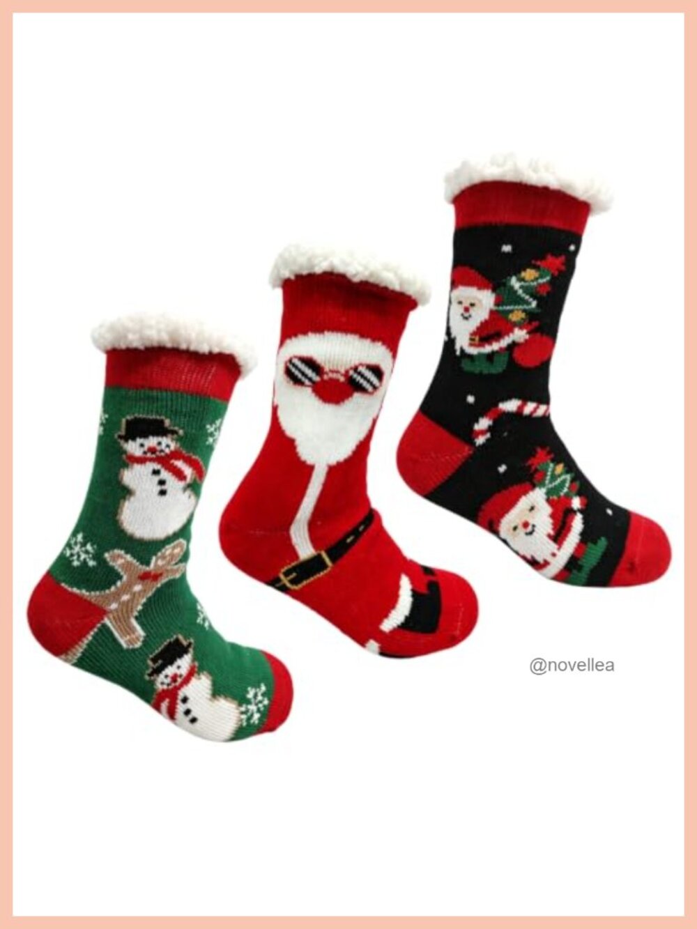 Fuzzy Sherpa Lined Slipper Socks Non Skid Warm Winter 3 Pairs